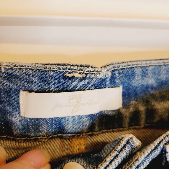 7 for All Mankind denim bleach washed pencil skirt retro Y2K size 24 - Picture 3 of 9